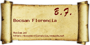 Bocsan Florencia névjegykártya